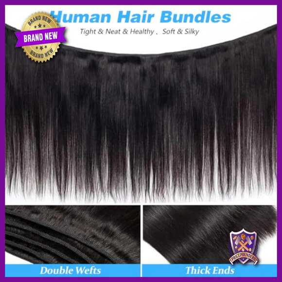 Straight Brazilian Virgin Human Hair Extensions 16-20 Inch 3 Bundle Set main image 6